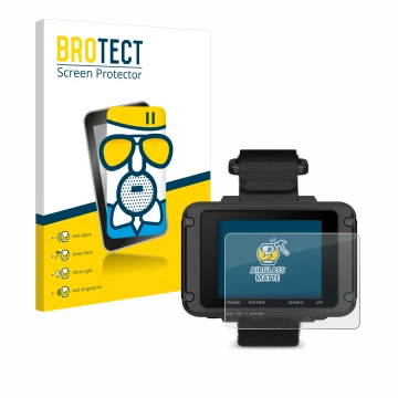 Face avant d’un emballage produit avec le logo de la marque BROTECT. À côté, l’appareil Garmin Foretrex 801 est représenté ave