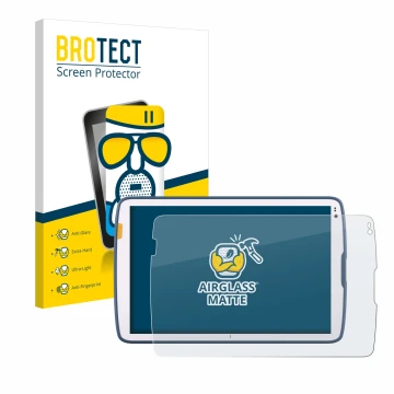 Face avant d’un emballage produit avec le logo de la marque BROTECT. À côté, l’appareil Zebra ET40 10.1