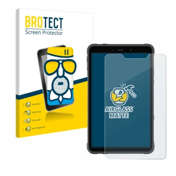 Face avant d’un emballage produit avec le logo de la marque BROTECT. À côté, l’appareil Ulefone Armor Pad 8 est représenté ave