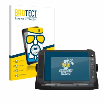 Face avant d’un emballage produit avec le logo de la marque BROTECT. À côté, l’appareil Lowrance Elite FS 7 est représenté ave