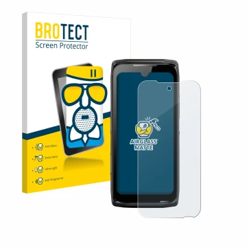 Face avant d’un emballage produit avec le logo de la marque BROTECT. À côté, l’appareil Crosscall Core-Z5 est représenté avec 