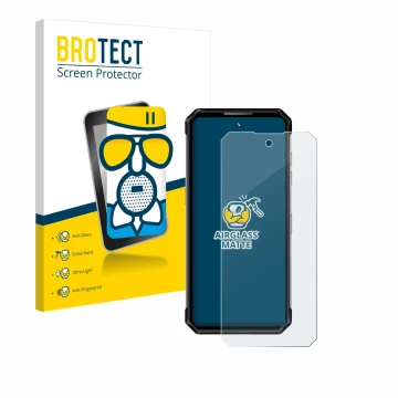 Face avant d’un emballage produit avec le logo de la marque BROTECT. À côté, l’appareil Oukitel WP21 Ultra est représenté avec