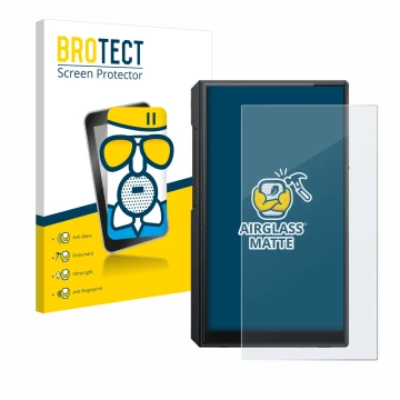 Face avant d’un emballage produit avec le logo de la marque BROTECT. À côté, l’appareil FiiO M11s est représenté avec la prote