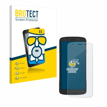 Face avant d’un emballage produit avec le logo de la marque BROTECT. À côté, l’appareil Zebra TC22 est représenté avec la prot