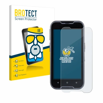 Face avant d’un emballage produit avec le logo de la marque BROTECT. À côté, l’appareil Datalogic Memor 11 est représenté avec