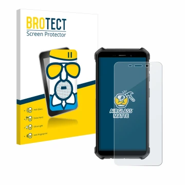 Face avant d’un emballage produit avec le logo de la marque BROTECT. À côté, l’appareil Ulefone Armor X12 Pro est représenté a