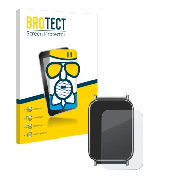 Face avant d’un emballage produit avec le logo de la marque BROTECT. À côté, l’appareil Xiaomi Mi Band 8 Pro est représenté av