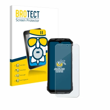 Face avant d’un emballage produit avec le logo de la marque BROTECT. À côté, l’appareil Doogee S110 est représenté avec la pro