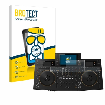 Face avant d’un emballage produit avec le logo de la marque BROTECT. À côté, l’appareil Pioneer OPUS-QUAD est représenté avec 