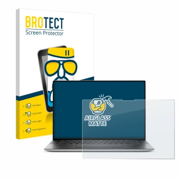 Face avant d’un emballage produit avec le logo de la marque BROTECT. À côté, l’appareil Dell XPS 15 9530 Touch est représenté 