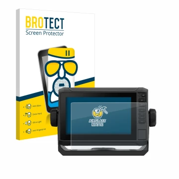Face avant d’un emballage produit avec le logo de la marque BROTECT. À côté, l’appareil Garmin ECHOMAP UHD2 7
