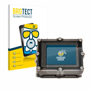 Face avant d’un emballage produit avec le logo de la marque BROTECT. À côté, l’appareil Shearwater Petrel 2 dive computer est 