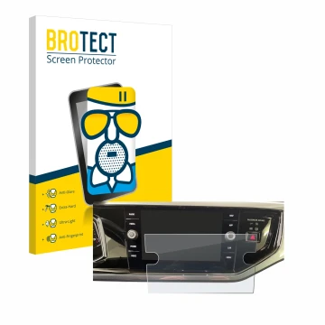 Face avant d’un emballage produit avec le logo de la marque BROTECT. À côté, l’appareil Volkswagen Polo VI Ready 2 Discover 8