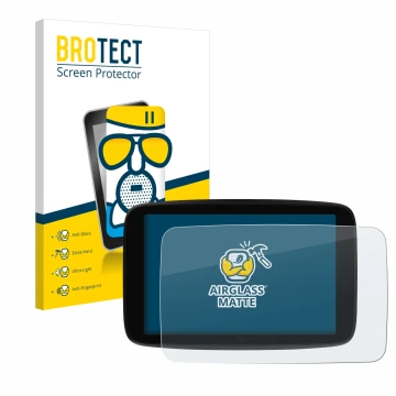 Face avant d’un emballage produit avec le logo de la marque BROTECT. À côté, l’appareil TomTom GO Superior 7
