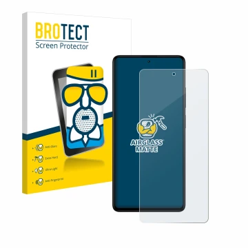 Face avant d’un emballage produit avec le logo de la marque BROTECT. À côté, l’appareil Xiaomi Redmi Note 12 Pro+ est représen