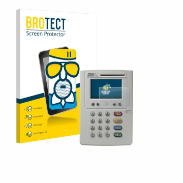 Face avant d’un emballage produit avec le logo de la marque BROTECT. À côté, l’appareil ingenico eHealth ORGA Neo 6141 est rep