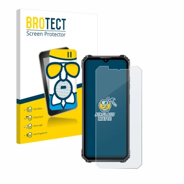 Face avant d’un emballage produit avec le logo de la marque BROTECT. À côté, l’appareil Oukitel WP28 est représenté avec la pr