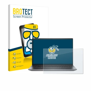 Face avant d’un emballage produit avec le logo de la marque BROTECT. À côté, l’appareil Dell Precision 5680 Workstation est re