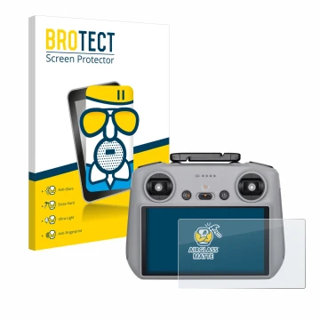 Face avant d’un emballage produit avec le logo de la marque BROTECT. À côté, l’appareil DJI RC 2 est représenté avec la protec