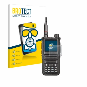 Face avant d’un emballage produit avec le logo de la marque BROTECT. À côté, l’appareil Radtel RT-470X est représenté avec la 