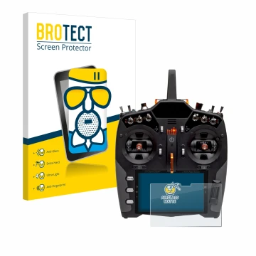 Face avant d’un emballage produit avec le logo de la marque BROTECT. À côté, l’appareil Spektrum NX20 est représenté avec la p