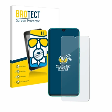 Face avant d’un emballage produit avec le logo de la marque BROTECT. À côté, l’appareil Tecno Spark 7 est représenté avec la p