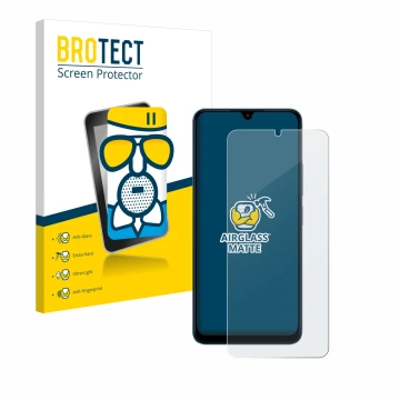 Face avant d’un emballage produit avec le logo de la marque BROTECT. À côté, l’appareil Xiaomi Redmi 13C 5G est représenté ave