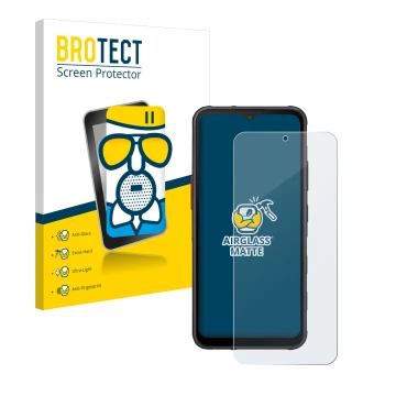 Face avant d’un emballage produit avec le logo de la marque BROTECT. À côté, l’appareil Samsung Galaxy XCover 7 est représenté