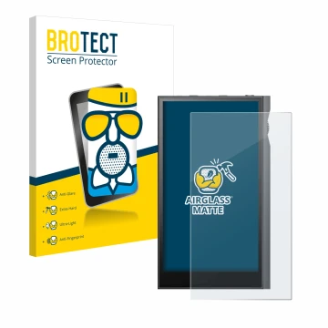 Face avant d’un emballage produit avec le logo de la marque BROTECT. À côté, l’appareil Astell&Kern Kann Ultra est représenté 