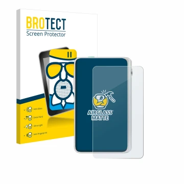 Face avant d’un emballage produit avec le logo de la marque BROTECT. À côté, l’appareil Timekettle Fluentalk T1 Mini est repré