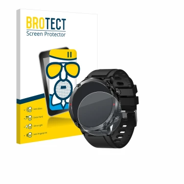 Face avant d’un emballage produit avec le logo de la marque BROTECT. À côté, l’appareil LIGE Smartwatch 1.6