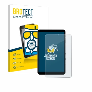 Face avant d’un emballage produit avec le logo de la marque BROTECT. À côté, l’appareil Alldocube iPlay 50 mini Pro est représ