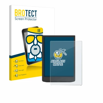 Face avant d’un emballage produit avec le logo de la marque BROTECT. À côté, l’appareil Vivlio InkPad 4 est représenté avec la