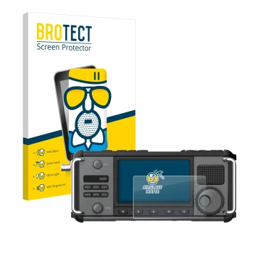 Face avant d’un emballage produit avec le logo de la marque BROTECT. À côté, l’appareil Xiegu X6200 est représenté avec la pro