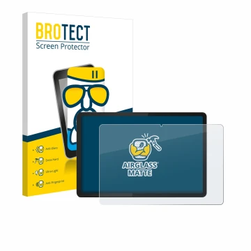 Face avant d’un emballage produit avec le logo de la marque BROTECT. À côté, l’appareil Lenovo Tab M11 est représenté avec la 