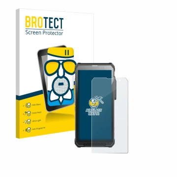 Face avant d’un emballage produit avec le logo de la marque BROTECT. À côté, l’appareil RugGear RG880 est représenté avec la p