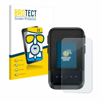 Face avant d’un emballage produit avec le logo de la marque BROTECT. À côté, l’appareil Garmin eTrex Solar est représenté avec