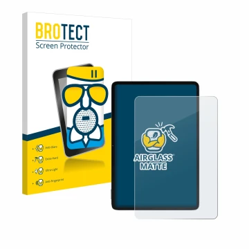 Face avant d’un emballage produit avec le logo de la marque BROTECT. À côté, l’appareil Xiaomi Pad 6S Pro 12.4
