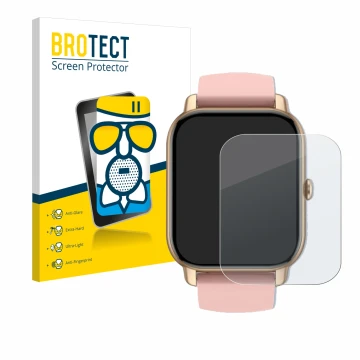 Face avant d’un emballage produit avec le logo de la marque BROTECT. À côté, l’appareil Sross Smartwatch 1.83
