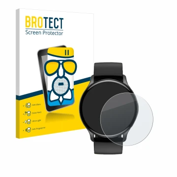 Face avant d’un emballage produit avec le logo de la marque BROTECT. À côté, l’appareil Sross Smartwatch 1.43