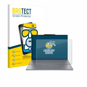 Face avant d’un emballage produit avec le logo de la marque BROTECT. À côté, l’appareil Lenovo ThinkBook 13x Gen 4 est représe