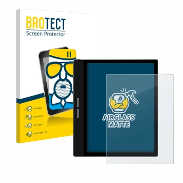 Face avant d’un emballage produit avec le logo de la marque BROTECT. À côté, l’appareil Bigme B751C est représenté avec la pro