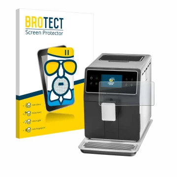Face avant d’un emballage produit avec le logo de la marque BROTECT. À côté, l’appareil WMF Perfection 840L est représenté ave