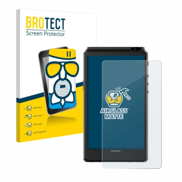 Face avant d’un emballage produit avec le logo de la marque BROTECT. À côté, l’appareil Hiby R6 III est représenté avec la pro