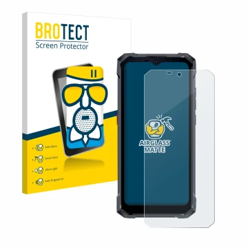 Face avant d’un emballage produit avec le logo de la marque BROTECT. À côté, l’appareil Hotwav W11 est représenté avec la prot