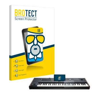 Face avant d’un emballage produit avec le logo de la marque BROTECT. À côté, l’appareil KORG Pa5X est représenté avec la prote