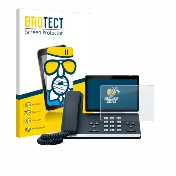Face avant d’un emballage produit avec le logo de la marque BROTECT. À côté, l’appareil Yealink SIP-T57W est représenté avec l