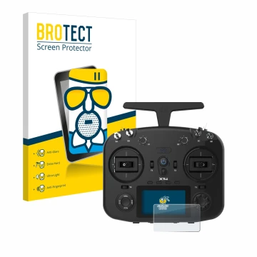 Face avant d’un emballage produit avec le logo de la marque BROTECT. À côté, l’appareil FrSky TWIN X14 est représenté avec la 