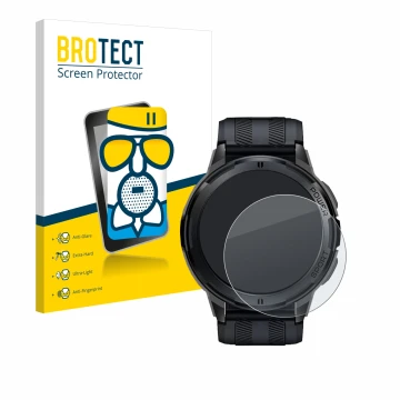 Face avant d’un emballage produit avec le logo de la marque BROTECT. À côté, l’appareil Oukitel BT10 1.43