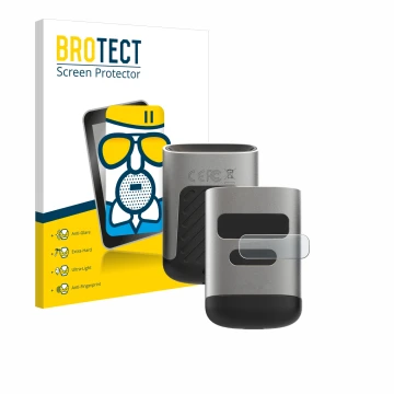 Face avant d’un emballage produit avec le logo de la marque BROTECT. À côté, l’appareil Opticon OPN-6000 (Écran) est représent